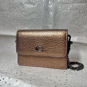 COACH Half Flap Card Case in Metallic Bronze